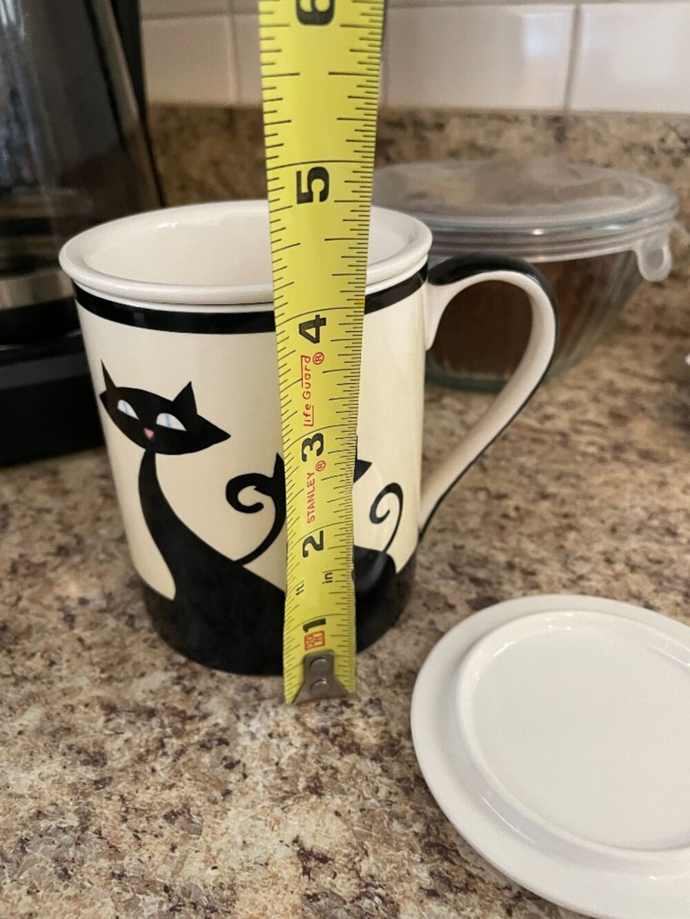 Never Used! Rare HUESNBREWS Black Cats Mug Cup, Strainer & Lid FULL SET. - Picture 9 of 11
